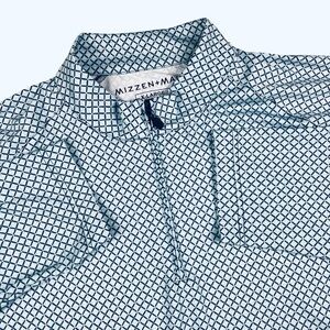 Mizzen Main 1/4 Zip Pullover Shirt Men XL Golf Performance Light Blue Pattern‎